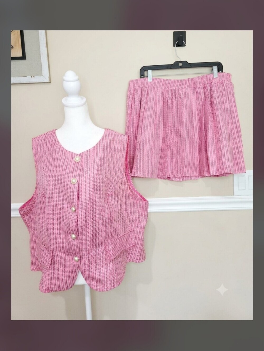 SHEIN Pink Tweed Two-Piece Set 3x.